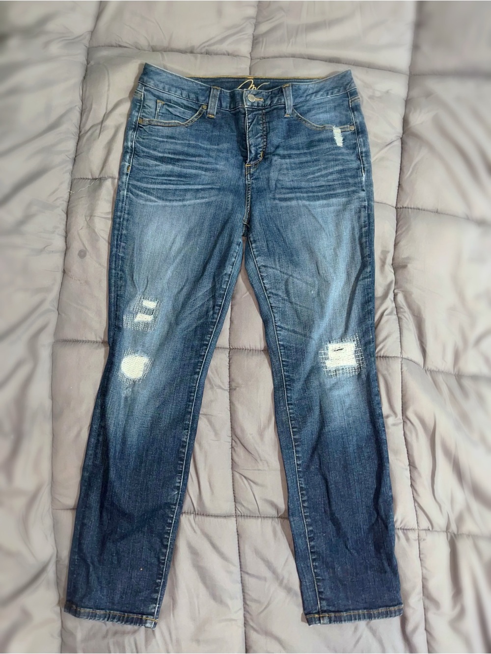 Miracle Indigo Blue Stretch Denim Jeans with Contrast Stitching